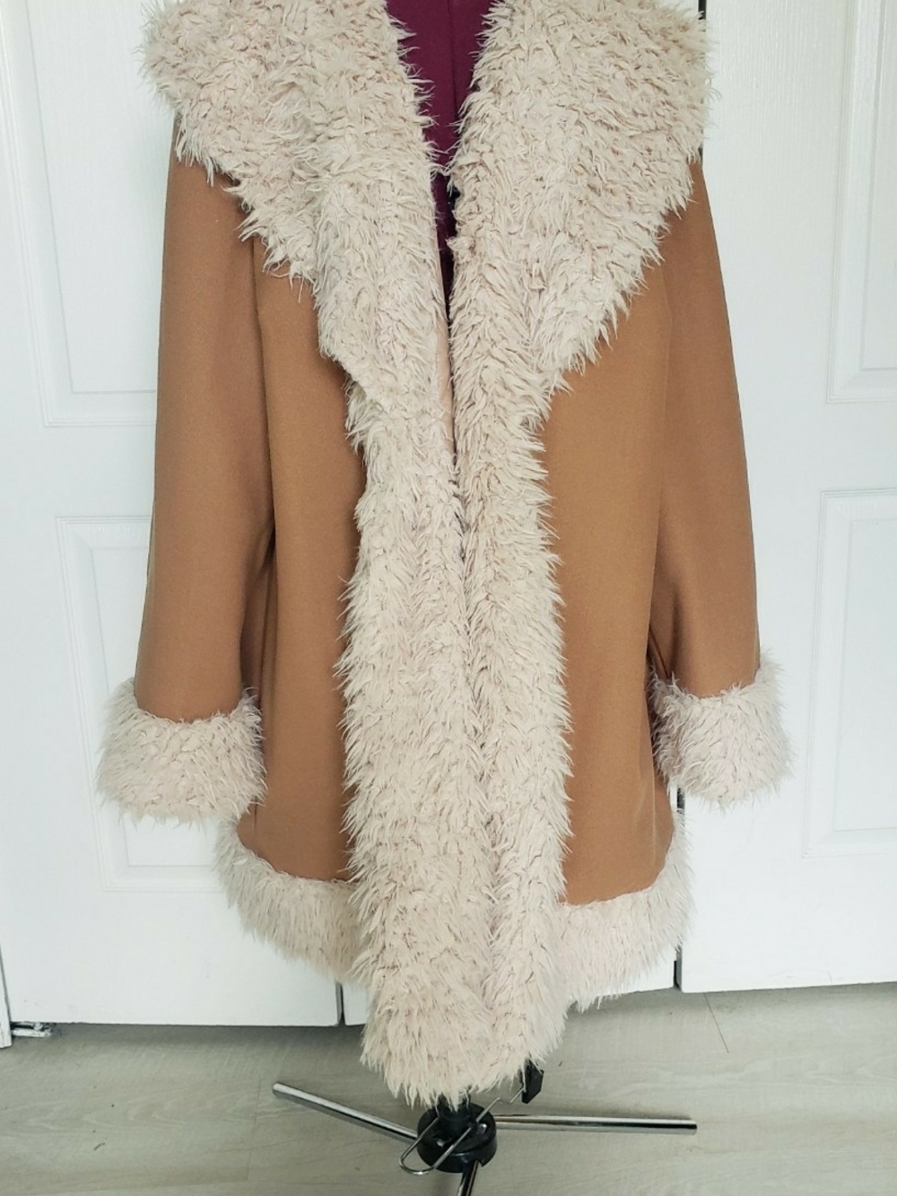 Women’s Camel Faux-Shearling Trim  PENNY LANE STYLE COAT by CIDER